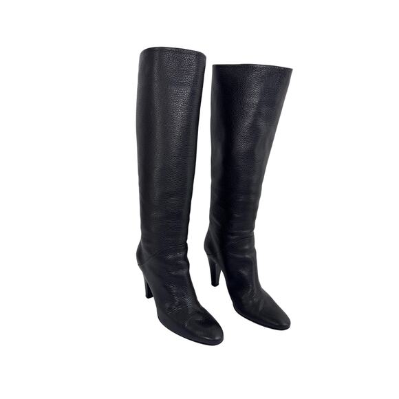 Vicini Giuseppe Zanotti Tall Black Leather Boots Size 40 High Heel Italian Chic - Picture 2 of 12